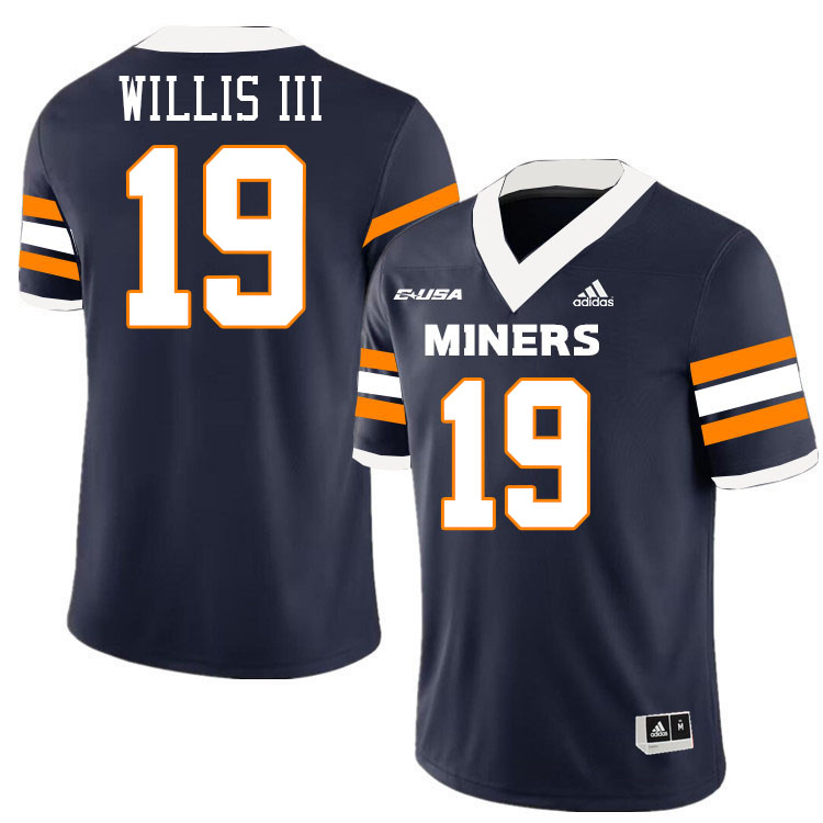 #19 Eric Willis III UTEP Jersey,UTEP Miners College Football Jersey,Uniforms-Navy